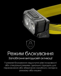 Ліхтар налобний Nitecore NU25 NEW (400 лм, 12 реж., USB-C), black 4