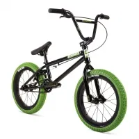 Велосипед BMX 16" Stolen AGENT (2021) BLACK W/ NEON GREEN TIRES 0