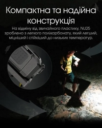 Ліхтар налобний Nitecore NU25 NEW (400 лм, 12 реж., USB-C), black 17