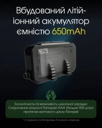 Ліхтар налобний Nitecore NU25 NEW (400 лм, 12 реж., USB-C), black 7