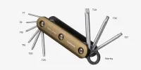 Мультитул Topeak Torx Combo, heavy duty folding tool, Aluminum tool body w/ 9 pcs CR-V Torx tools, w/key ring 2