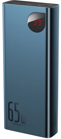 Универсальная мобильная батарея Baseus Adaman Metal 20000mAh PD 65W, USB-C, 2xUSB QC 3.0, Blue 0