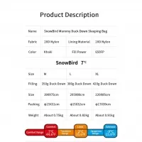 Спальный мешок Naturehike Snowbird NH20YD001 (7°C) 205 см L, white/brown 7