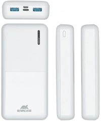 Универсальная мобильная батарея Rivacase VA2572 20000mAh PD 20W, USB-C, 2*USB-A QC 3.0, White 2