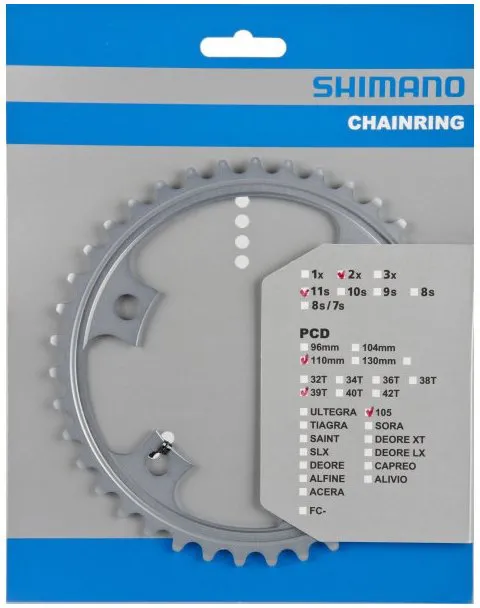 Звезда шатунов Shimano FC-5800 Shimano 105, 39зуб. для 53-39T серебр.