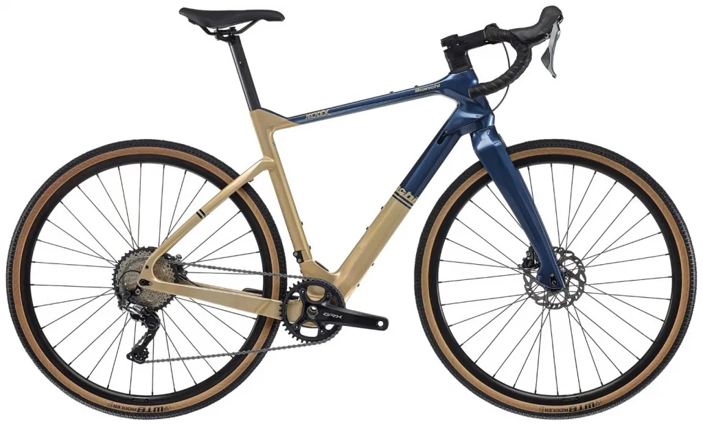 Велосипед 28" Bianchi Arcadex GRX 810 (2022) gold storn/blue notes/glossy