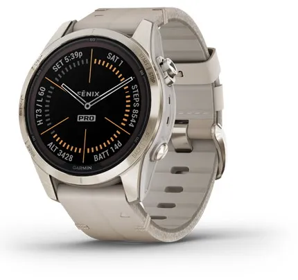 Смарт часы Garmin Fenix 7S Pro Sapphire Solar Soft Gold with limestone leather band