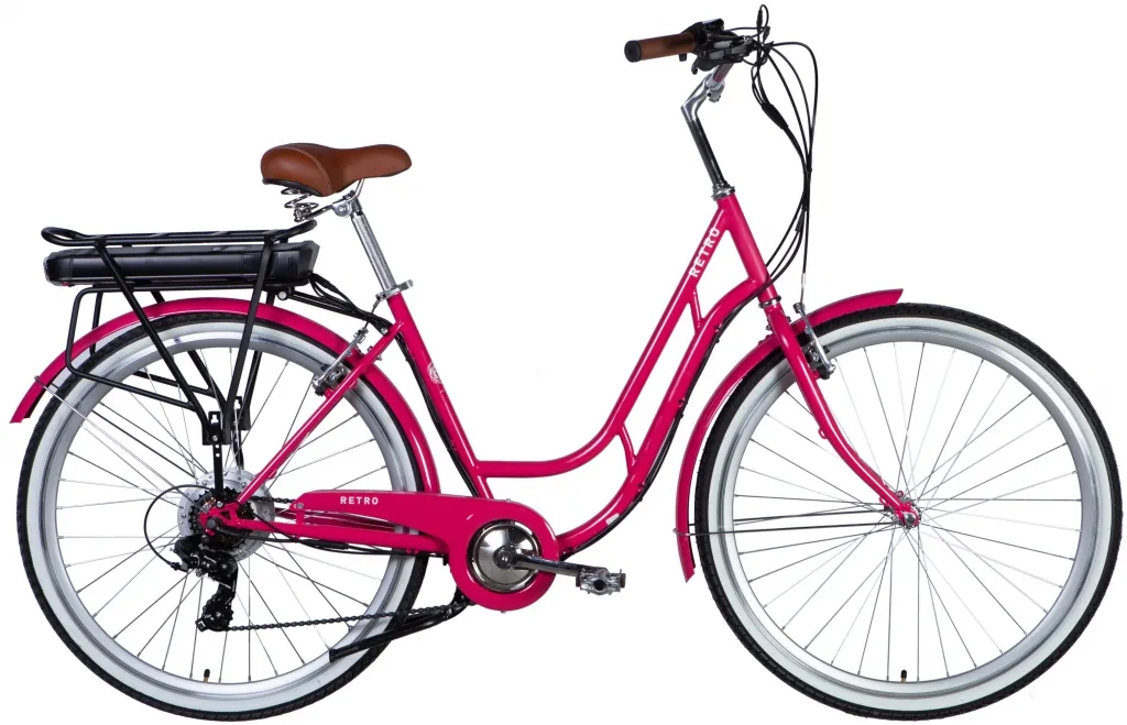 Велосипед 28" Dorozhnik eRETRO Vbr FR 36B 12.5А*г 500Вт (2025) розовый