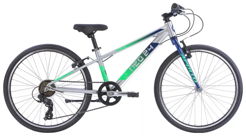 Велосипед 24" Apollo NEO 7s boys (2022) Brushed Alloy / Navy Blue / Neon Green Fade