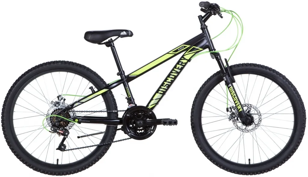 Велосипед 24" Discovery RIDER AM DD (2021) черно-салатный (м)