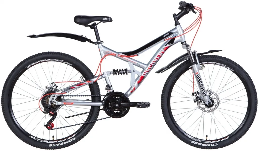 Велосипед 26" Discovery CANYON AM2 DD (2021) срібно-червоний