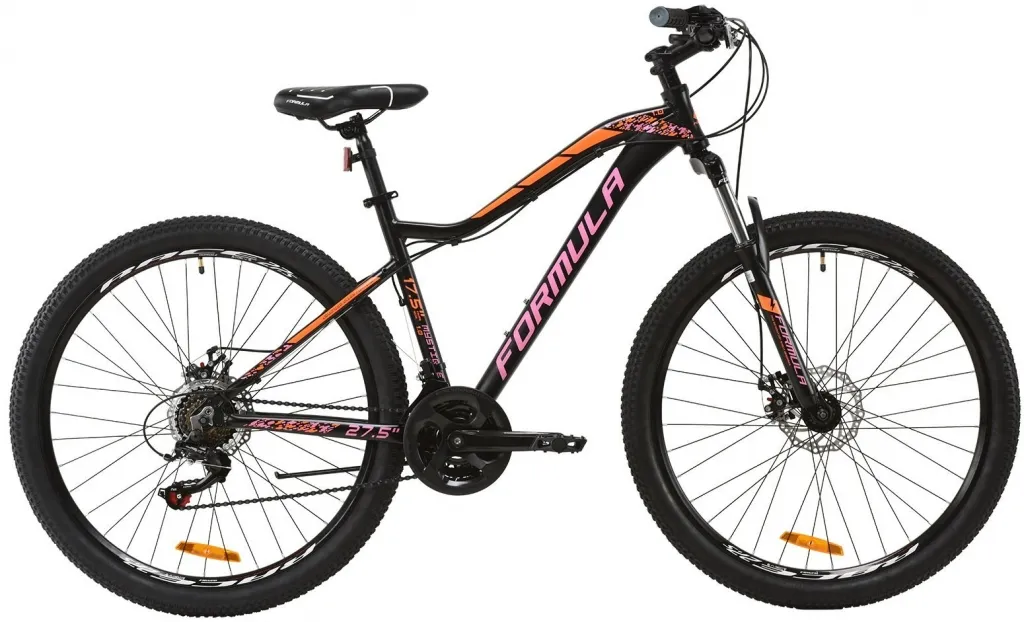 Велосипед 27.5" Formula MYSTIQUE 1.0 DD черно-оранжевый с сиреневым (матовый) (2020)