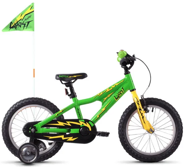 Велосипед 16" Ghost POWERKID (2021) зелено-желто-черный