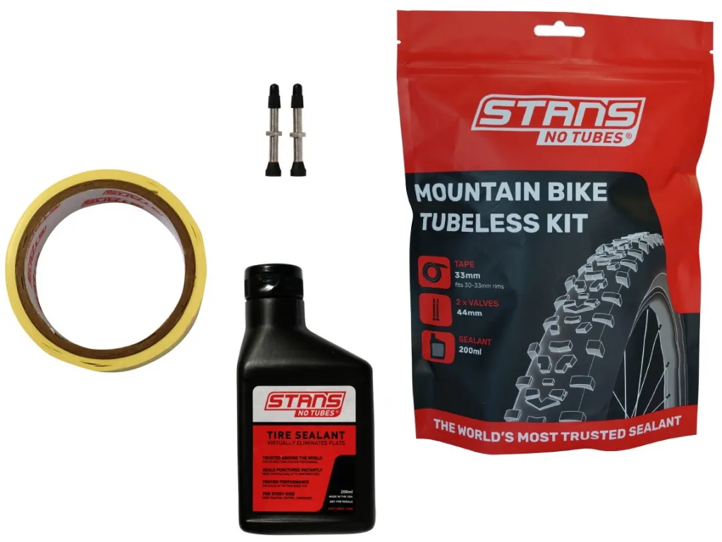 Набір (комплект) для безкамерки Stan's NoTubes Mountain Tubeless Kit 21 мм (стрічка 21 мм, ніпеля 44 мм, герметик 200 мл)