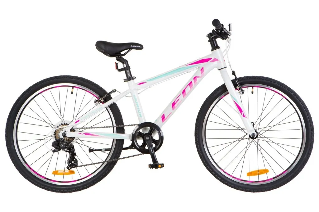 Велосипед 24" Leon Junior rigid, бело-малиновый с бирюзовым 2018