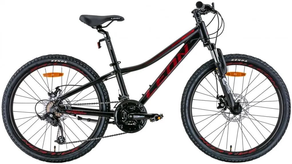 Велосипед 24" Leon JUNIOR AM DD (2022) чорний з червоним (м)