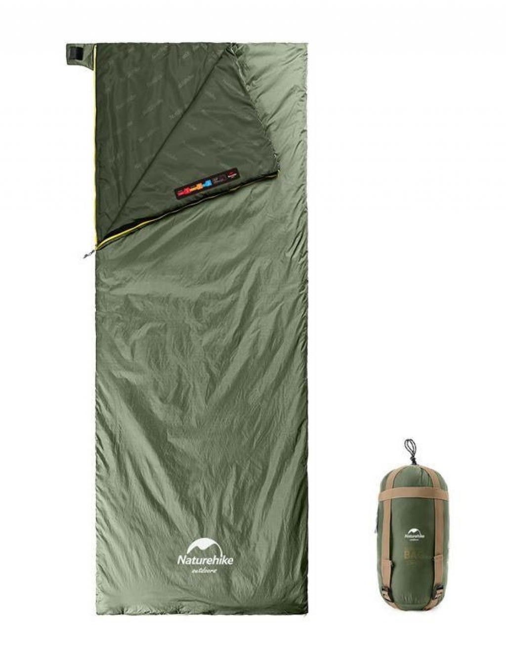 Спальный мешок Naturehike Summer LW180 NH21MSD09 (15°C) 205 см XL (левый), green