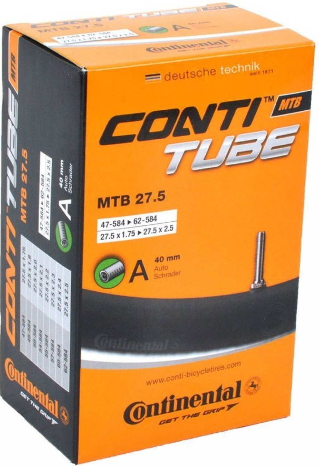 Камера Continental MTB 27.5"B+, 57-584 - 70-584, AV40mm Камера Continental MTB 27.5"B+, 57-584 - 70-584, AV40mm