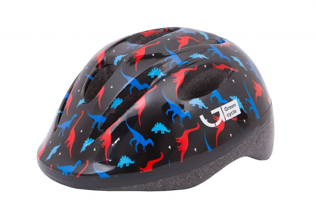 Шлем детский Green Cycle Dino черный/красный/синий лак