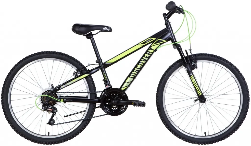 Велосипед 24" Discovery RIDER AM (2021) чорно-салатний (матовий)