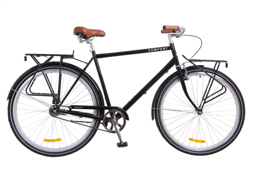 Велосипед 28" Dorozhnik Comfort Male с передним багажником, черный 2018