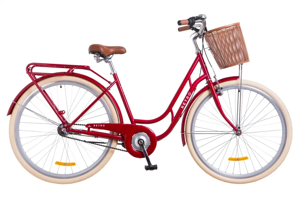 Велосипед 28" Dorozhnik Retro PH с корзиной, рубиновый 2018