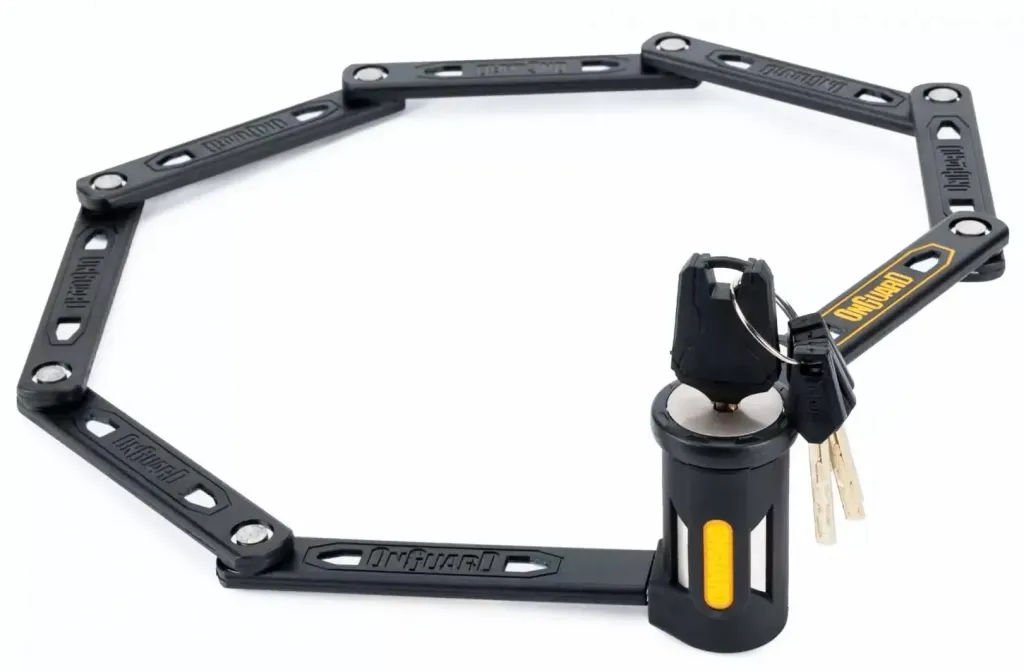 Замок складаний OnGuard K9 Heavy Duty, 112см, прогумований короб-тримач на раму, 4 ключа + 1 з підсвічуванням