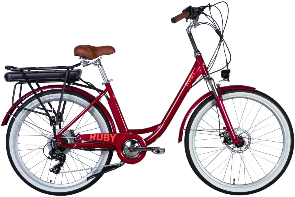 Велосипед 26" Dorozhnik eRUBY DD FR 36B 12.5А*г 500Вт (2025) бордовий