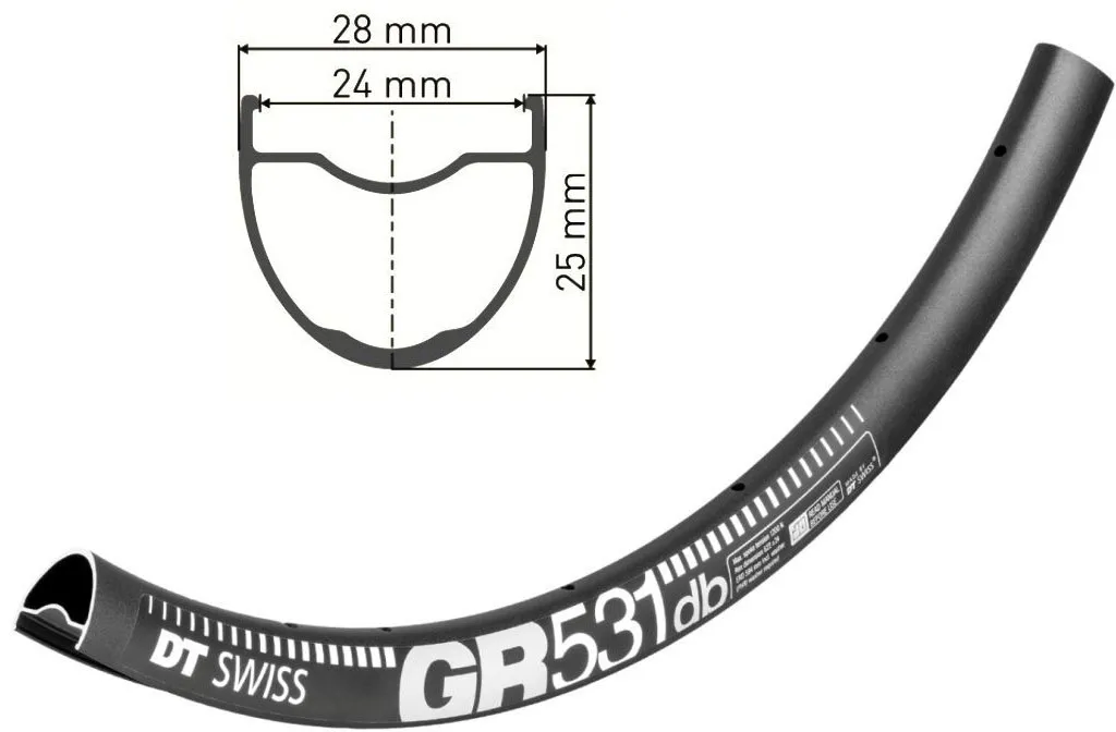 Обод 29/28" DT Swiss GR 531 (622x24 mm) Disc 28H 535g