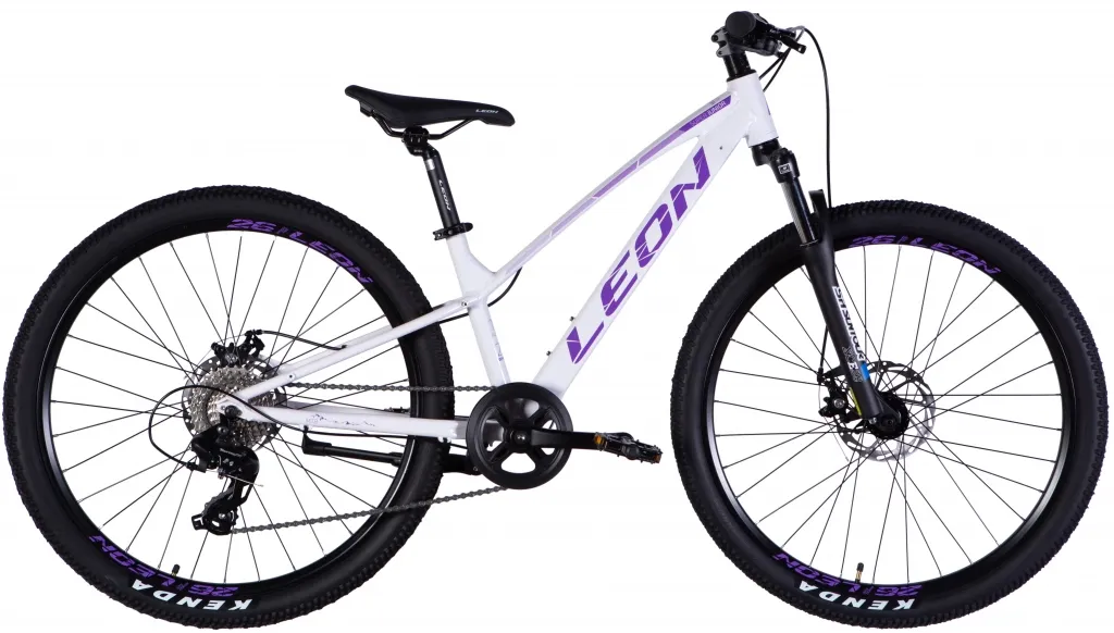 Велосипед 26" Leon Super Junior DD CS (2025) белый с сиреневым Велосипед 26" Leon Super Junior DD CS (2025) белый с сиреневым