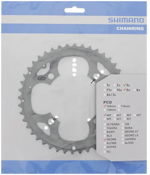 Звезда шатунов Shimano FC-M590 DEORE, 44зуб. серый, 9-скоростк 104мм