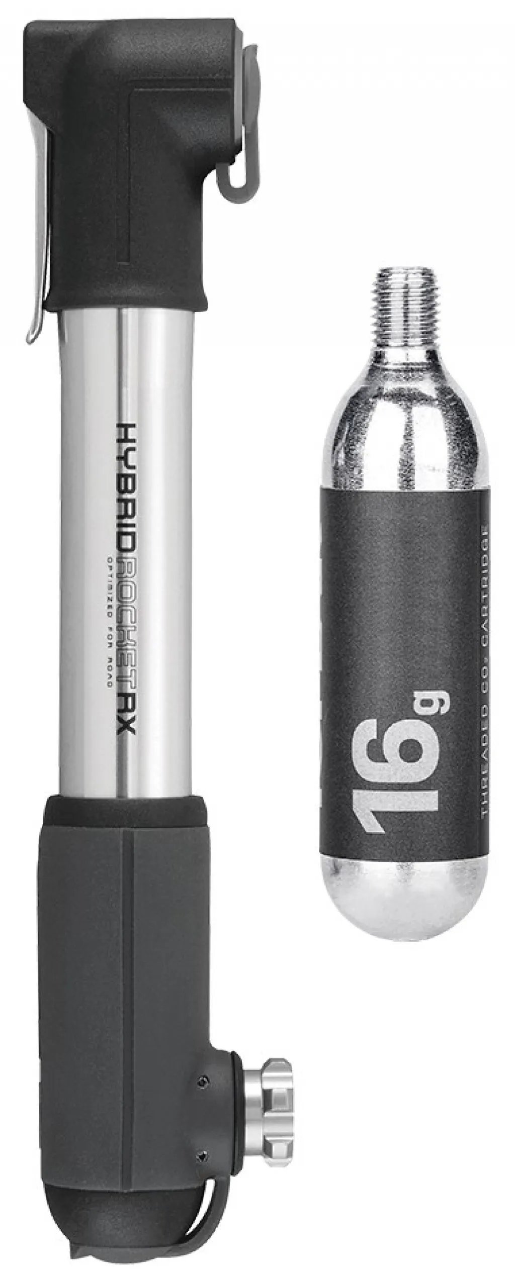 Насос Topeak Hybrid Rocket RX, 160psi/11bar, with 16G threaded CO2 cartridge, dark gray