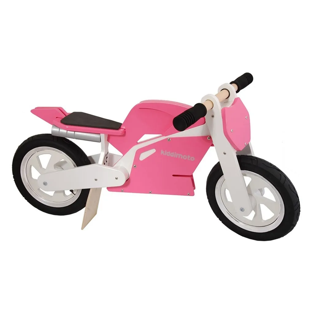 Беговел 12" Kiddy Moto Superbike дерев'яний, рожево-білий