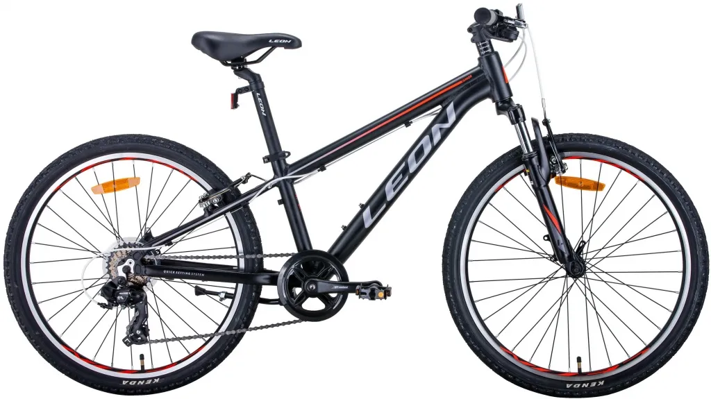 Велосипед 24" Leon JUNIOR AM Vbr (2020) черно-оранжевый с серым (м)