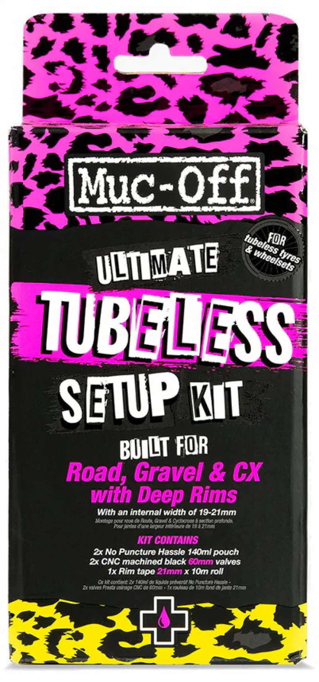 Набір (комплект) для безкамерки Muc-Off Ultimate Tubeless Setup Kit (стрічка 21mm, ніпелі 60mm) ROAD