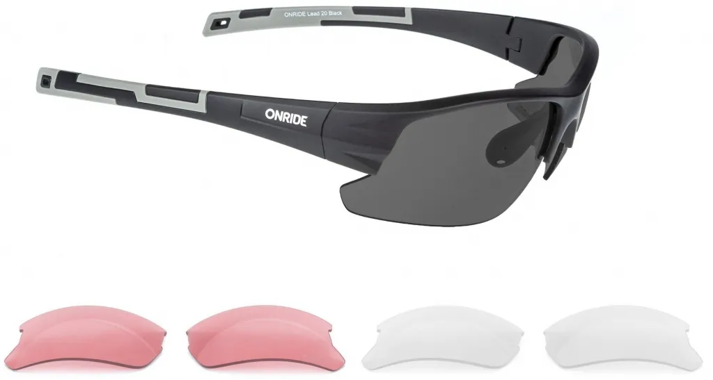 Окуляри ONRIDE Lead 30 матово чорні з лінзами димчасті (17%); HD pink (37%); прозорі (100%)