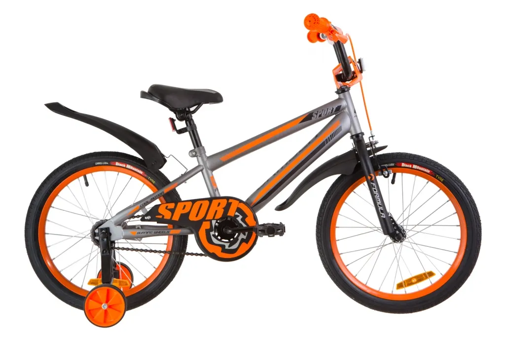 Велосипед 18" Formula SPORT 2019 серо-черный с оранжевым (м) с крылом