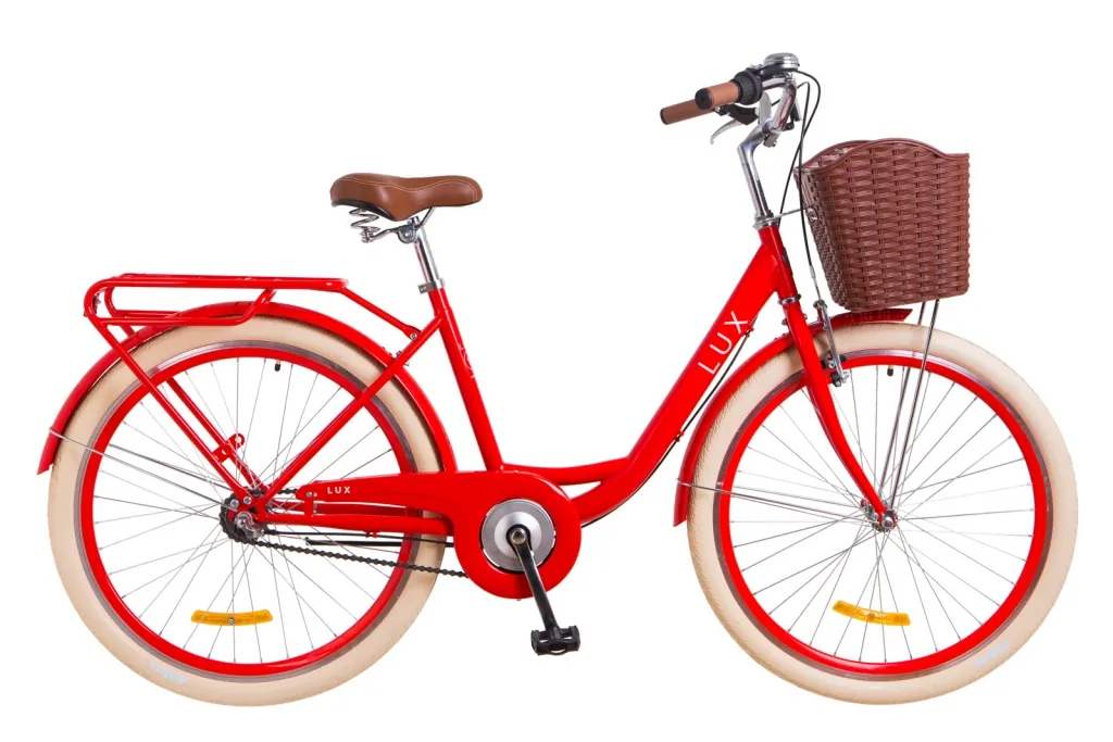 Велосипед 26" Dorozhnik Lux PH с корзиной, красный 2018