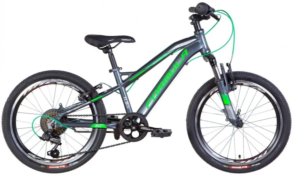 Велосипед 20" Formula BLACKWOOD AM Vbr (2022) темно-сріблястий з зеленим