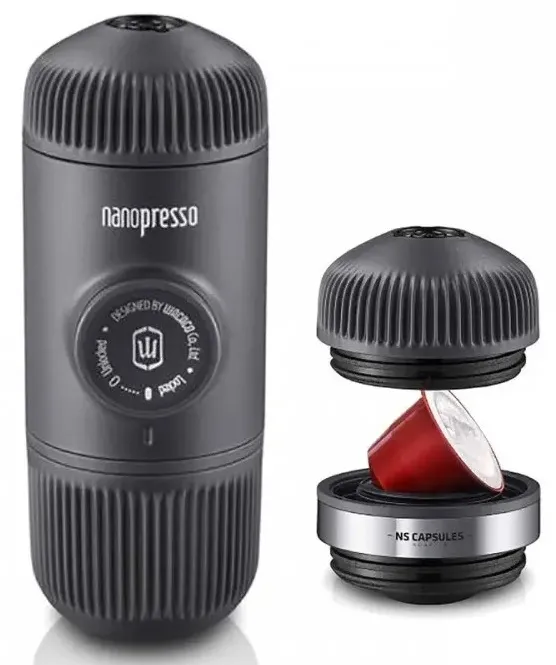 Портативна еспресо-кавоварка Wacaco Nanopresso з адаптером для капсули, grey