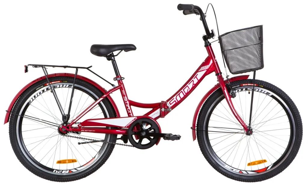 Велосипед 24" Formula SMART 2019 красный с багажником, крылом и корзиной