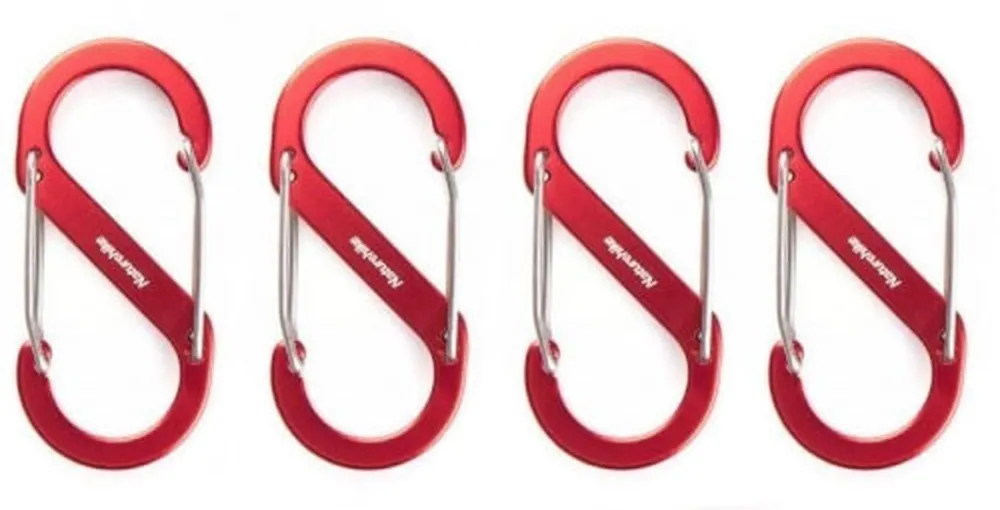 Карабін багатофункціональний Naturehike S-type NH20GS004, 40 мм, 4 шт, red