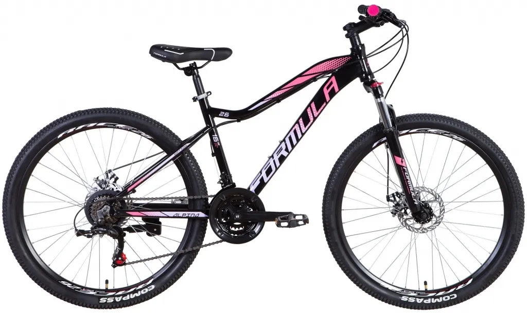 Велосипед 26" Formula ALPINA AM DD (2021) черно-розовый с фиолетовым