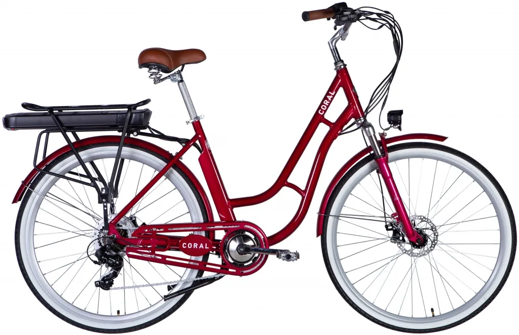 Велосипед 28" Dorozhnik eCORAL DD FR 48B 12.5А*г 500Вт (2025) рубіновий