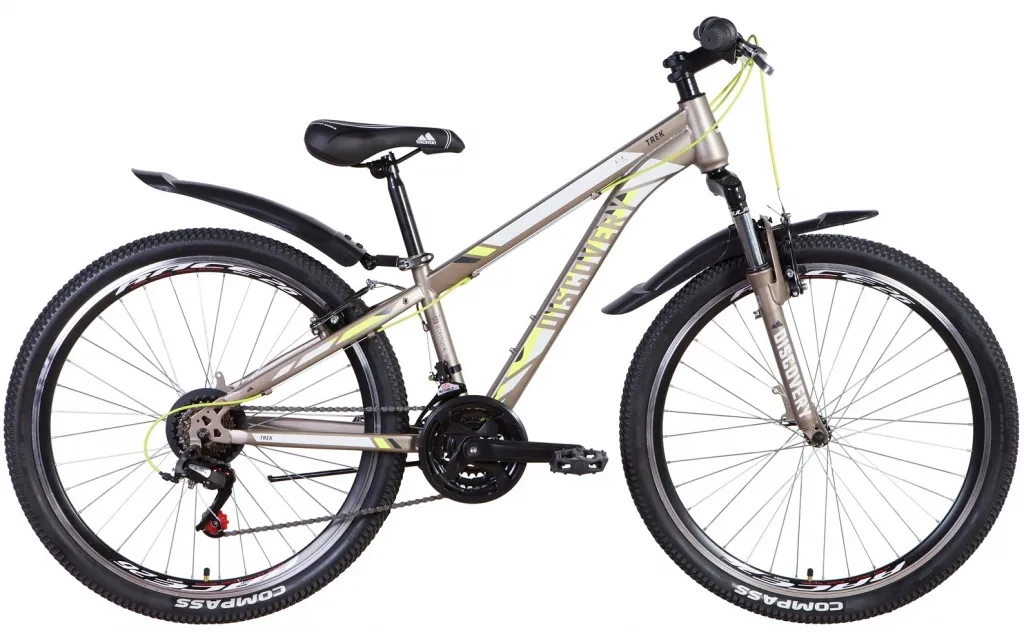 Велосипед 26" Discovery TREK AM (2021) сірий з жовтим (матовий)