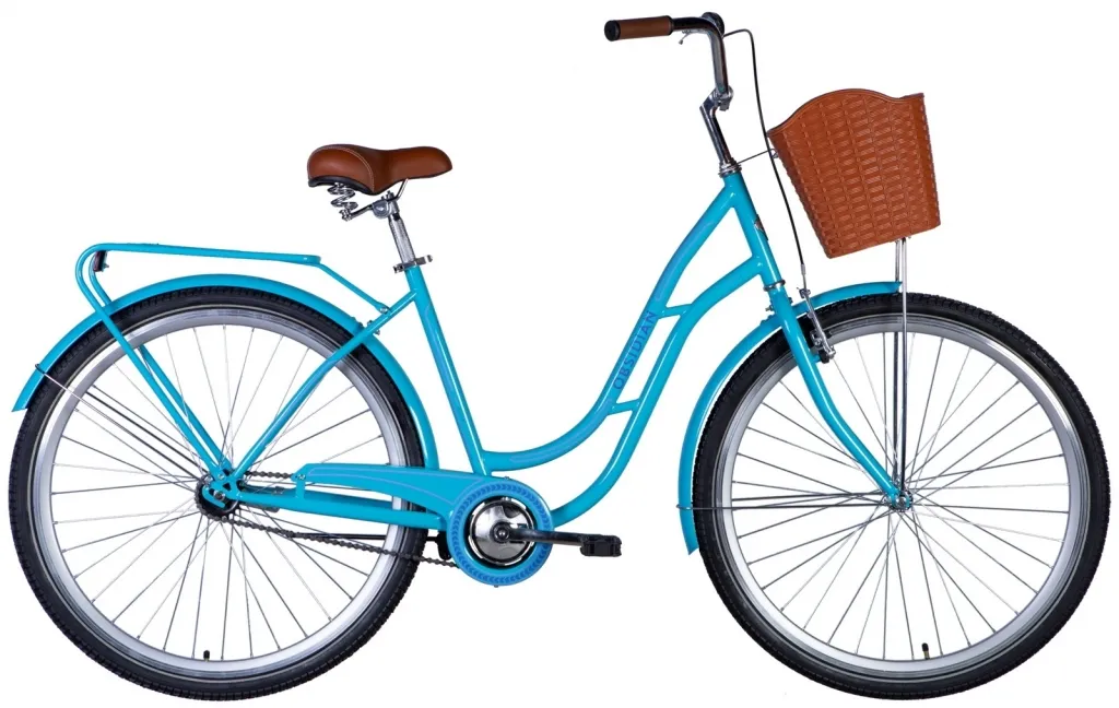 Велосипед 28" Dorozhnik OBSIDIAN (2024) блакитний з багажником та кошиком