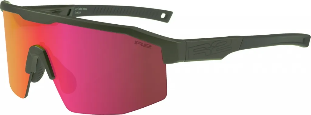 Очки R2 GAIN (HD black/red full revo) khaki, metalic matt