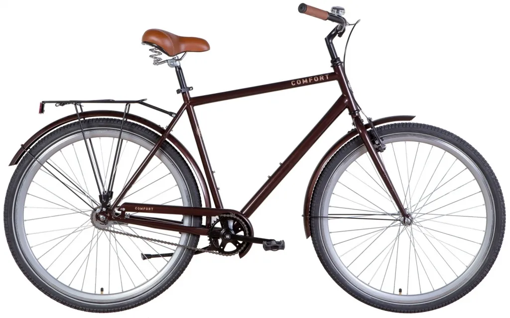 Велосипед 28" Dorozhnik COMFORT MALE Velosteel (2022) коричневый с багажником и крыльями