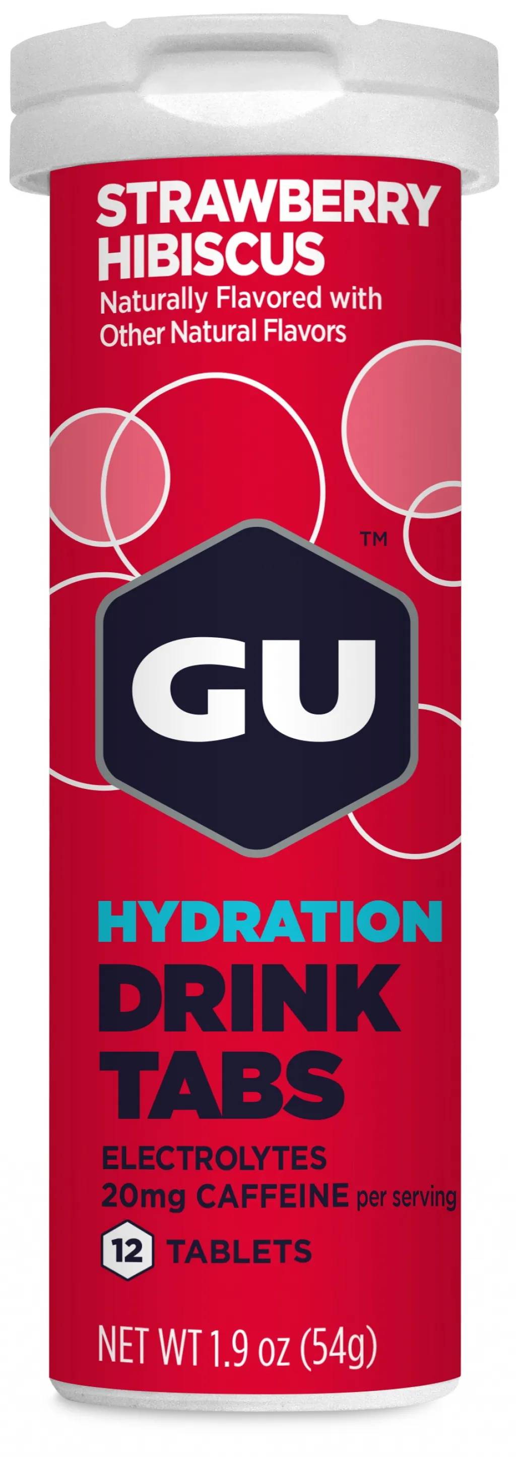 Ізотонічні таблетки GU Energy Strawberry Hibiscus (з кофеїном), 12 шт в тубі