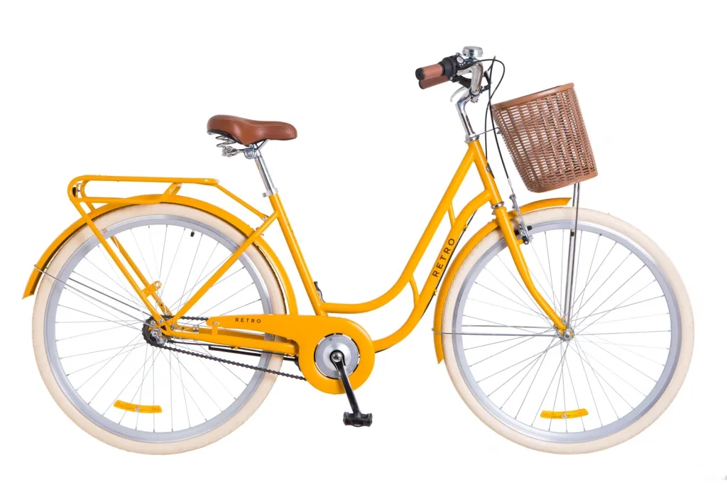 Велосипед 28" Dorozhnik Retro PH с корзиной, оранжевый матовый 2018